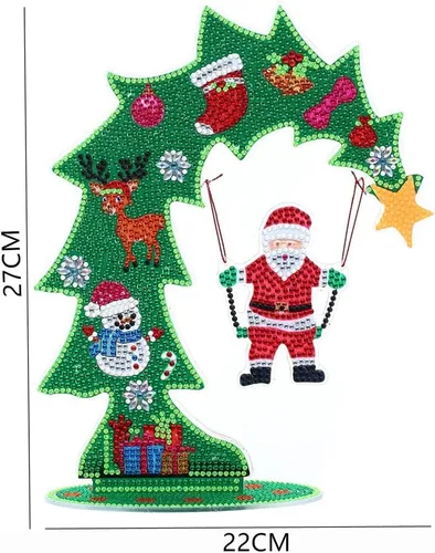 Miniatura 4 de YEESAM Art Kit de pintura de diamantes de imitación para árbol de Navidad, luminoso, árbol de Navidad y mesa de Papá Noel, 10.6 pulgadas, decoración
