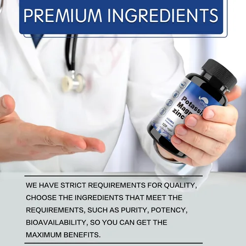 Miniatura 4 de Suplemento de Potasio y Magnesio 1000mg, Aspartato de Magnesio, Potasio y Zinc para el Apoyo Vascular, Óseo, Cardíaco, Muscular y Nervioso, Sin OMG