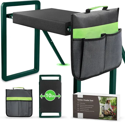 Miniatura 8 de seasky Rodillero y asiento plegable para jardín, banco de jardinería antivuelco, almohadilla gruesa y suave, taburete de jardinería resistente