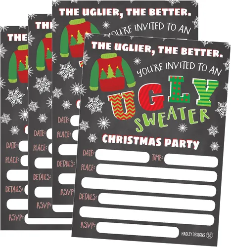 Miniatura 6 de Hadley Designs 25 invitaciones de fiesta de Navidad - Tarjetas de invitación de vacaciones premium para niños y adultos, invitaciones de fiesta
