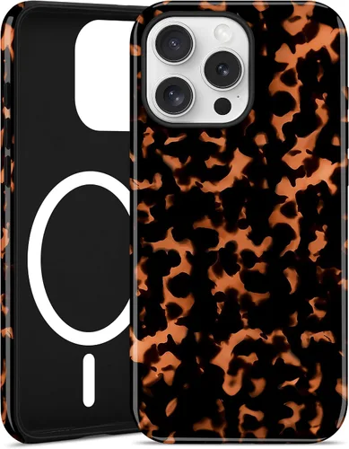 Miniatura 56 de Jusy Compatible con MagSafe Brown Tortoise Shell Print Phone Case para iPhone 7/8/SE, funda protectora magnética de lujo de TPU suave