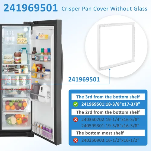 Miniatura 3 de ACTUALICE 241969501 Marco para estante de refrigerador sin vidrio Compatible para Frigi.daire 241969501/Pieza de Frigi.daire 241969501