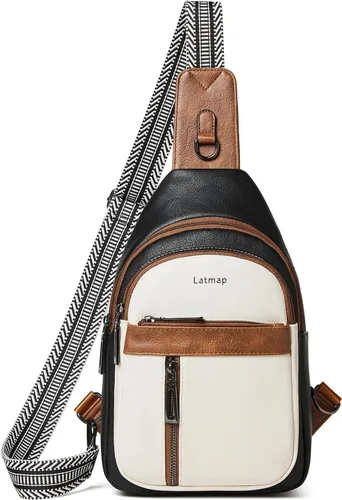 Miniatura 18 de LATMAP 7L Bolsa de Cintura para Hombres y Mujeres Mochila de Cadera Riñonera Bandolera Bolso de Hombro Cinturón de Viaje Bolso de Mano de PU Cuero