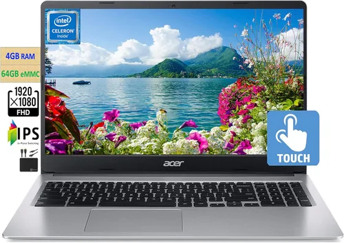 acer Chromebook 2023 - Laptop con pantalla táctil IPS FHD 1080p de 15.6 pulgadas, Intel Celeron N4020 de doble núcleo, 4 GB de RAM, 64 GB eMMC,
