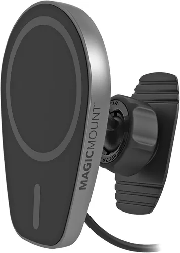 Scosche MPQMD-SP MagicMount Charge Pro Qi2 Cargador de montaje en coche MagSafe de carga inalámbrica rápida, soporte magnético de teléfono celular