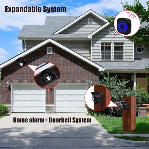 Miniatura 6 de Alarma de entrada Shaogax - Alarma inalámbrica de largo alcance de 328 pies, sensor y detector de movimiento para exteriores a prueba de agua