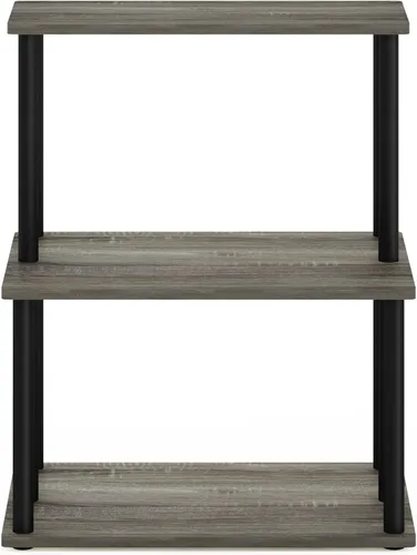 Miniatura 6 de Furinno Turn-N-Tube - Estantería de almacenamiento de cocina de 3 niveles, no requiere herramientas, roble francés gris/negro