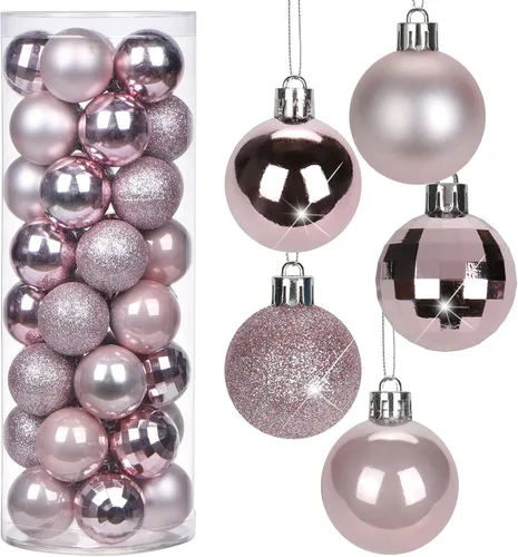 Miniatura 40 de Adornos de bolas de Navidad negras de 2.36 pulgadas, 25 piezas inastillables, set de adornos de Navidad, bolas de Halloween, adorno negro para árbol