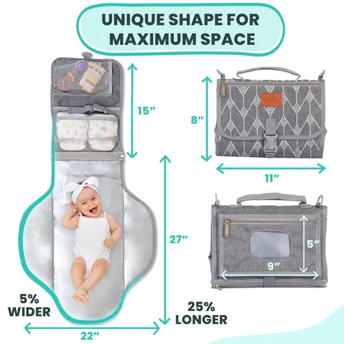 Miniatura 3 de Cambiador portátil para regalos de baby shower y regalos de nueva mamá, cambiador de pañales de viaje para recién nacidos, cambiador de pañales gris