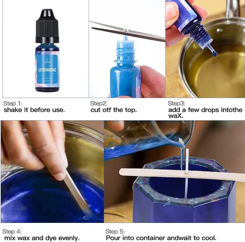 Miniatura 6 de Tinte para velas a base de aceite, no tóxico, no irritante para suministros de fabricación de bricolaje, colorante concentrado vibrante para tintes