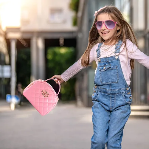 Miniatura 7 de Bolso de niñas pequeñas, juego de maquillaje de simulación para niños de 3-5 y 4-6 años, bolsos para niños con accesorios, bolso de mano rosa, kit