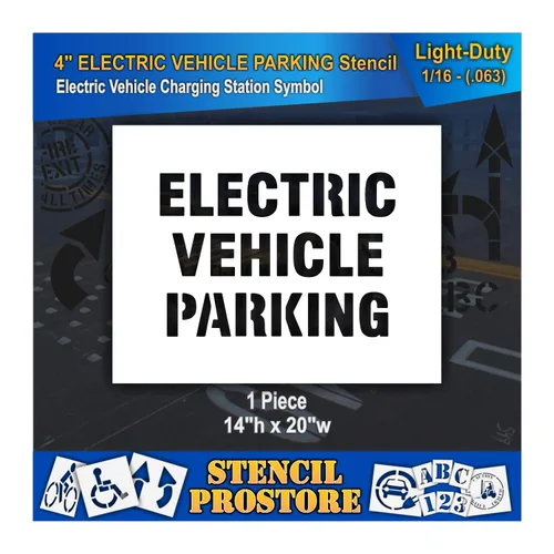 Miniatura 5 de Plantillas de pavimento – 4 pulgadas – Plantilla de estacionamiento de vehículos eléctricos – 14 x 20 x 1/8 pulgadas (128 mil) – Grado profesional