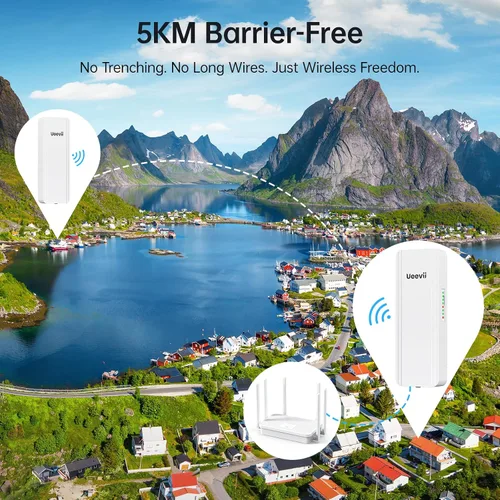 Miniatura 2 de UeeVii Kit de enrutador de puente inalámbrico de doble banda Puente WiFi de 2.4G 5.8G Puente inalámbrico punto a punto de 5 KM Extensor Starlink