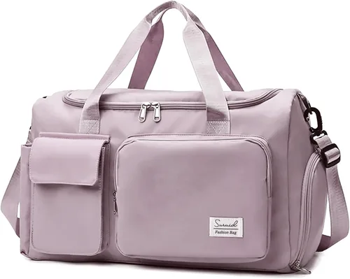 Suruid Bolsa de gimnasio deportiva con compartimento para zapatos, bolsa de viaje con bolsillo separado seco y húmedo para hombres y mujeres, bolsa