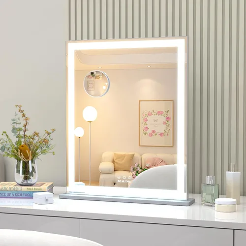 Miniatura 10 de ANYHI Hollywood Espejo de maquillaje con luces, espejo grande iluminado para tocador, espejo de escritorio/pared con luces, pantalla táctil