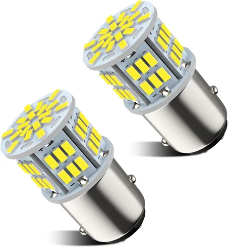 Safego 1157 BAY15D Bombilla LED 2 PIEZAS 6000K 5W para Coche Luz de Reversa, Señal de Giro Trasera, Luz de Estacionamiento 54SMD 3014 P21W Blanca