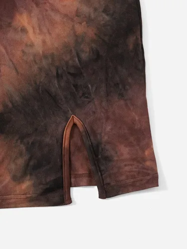 Miniatura 4 de SheIn Vestido corto sin mangas para mujer, teñido anudado, con tiras, ajustado