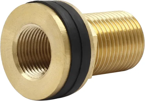 Miniatura 5 de 2 piezas de montaje de mamparo de latón, hembra de 3/8 pulgadas, conector de tanque de agua macho de 1/2 pulgada, montaje de mamparo de doble rosca