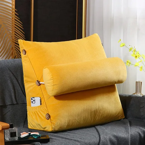 Miniatura 11 de Almohada de lectura y televisión, almohada de cuña de espalda con almohada ajustable para el cuello y bolsillos, almohada de lectura para reposo