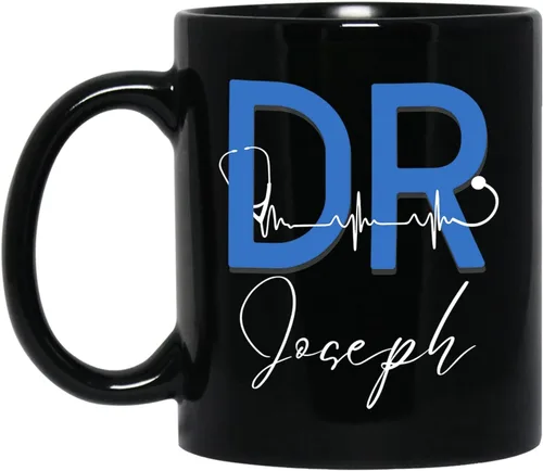 Miniatura 12 de Taza de café negra personalizada, regalo para agradecimiento al médico, divertida taza de café con texto en inglés "This Is A Doctor's Doctor's 11