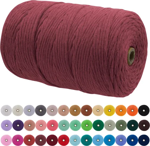 Miniatura 19 de JeogYong Cordón de macramé de un solo hilo 2mm x 164 yardas (492 pies) Cuerda de algodón suave, hilo de macramé 2 mm, suministros de macramé