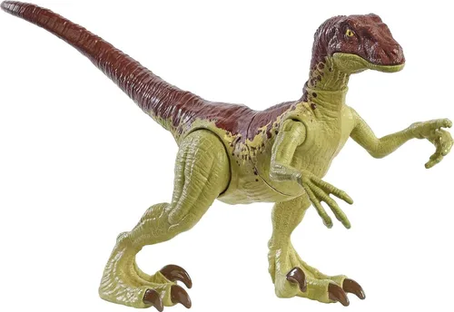 Jurassic World Toys Fierce Force Velociraptor Camp Cretácico Dinosaurio Figura de acción de articulaciones movibles, escultura realista y función de
