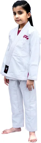 Miniatura 4 de BJJ Jiu Jitsu Gi, uniforme brasileño Jiu Jitsu, kimonos pre-encogidos para niños, cinturón blanco ligero, Blanco
