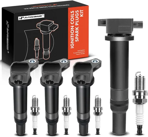 A-Premium Juego de 4 paquetes de bobinas de encendido y bujías de iridio compatibles con Hyundai Accent 2006-2011 y Kia Rio Rio5 2006-2011, L4 1.4L