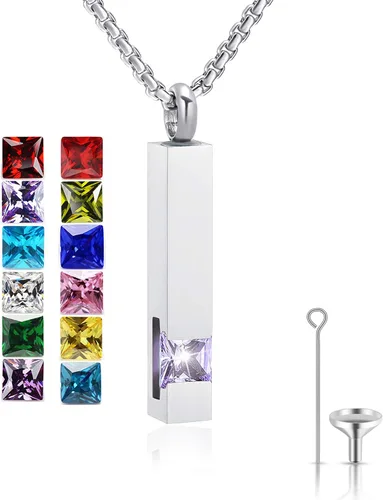 Miniatura 45 de YOUFENG collar con urna para cenizas, cubos de piedras natales, urna para cenizas humanas, collar de urna de cremación, relicario, recuerdo