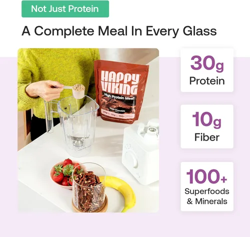 Miniatura 3 de Happy Viking Proteína en Polvo de Chocolate + Súper Alimentos, Creado por Venus Williams, 30G de Proteína, Bajo en Carbohidratos, Cetogénico