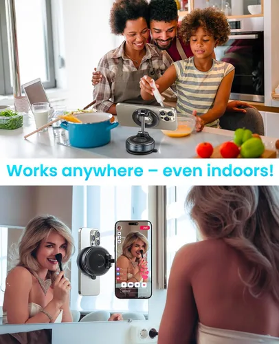 Miniatura 6 de Jononser Soporte magnético de teléfono con ventosa para Magsafe, soporte magnético ajustable de 360° para teléfono de automóvil, soporte plegable