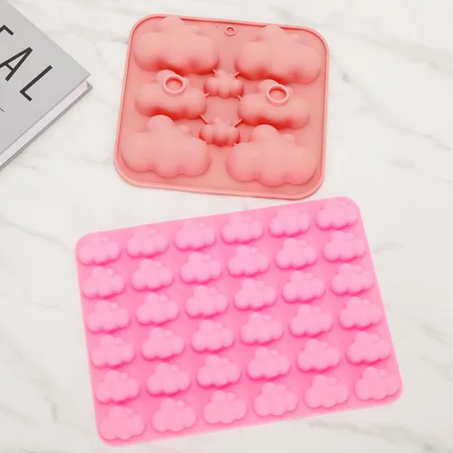 Miniatura 4 de Paquete de 3 moldes de silicona en forma de nube 3D, bandeja antiadherente para cubitos de hielo, molde de fondant para chocolate, dulces, jabón