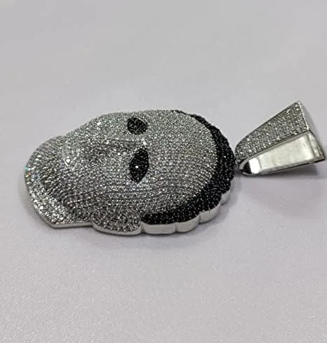Miniatura 6 de DTJEWELS - Juego de puntas de corte redondo de 3.50 quilates, diamante blanco y negro, para hombre, máscara de Halloween, colgante de plata de ley