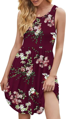 Miniatura 3 de HiMONE Womens Sleeveless Loose Plain Dresses Casual Short Dress with Pocket