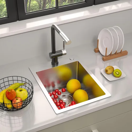 Miniatura 9 de TORVA Fregadero de cocina de 18 pulgadas, fregadero de estación de trabajo de barra de acero inoxidable de 18 x 18 x 9 pulgadas, fregadero pequeño
