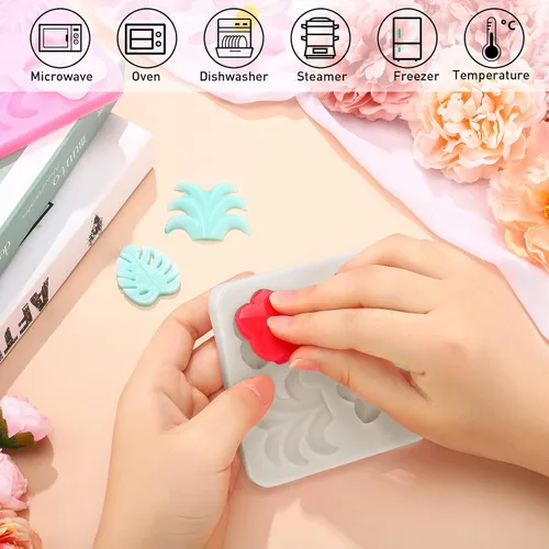 Miniatura 4 de 2 moldes de silicona de flores tropicales y hojas de plumeria, hibisco, flores de Monstera, para fondant, para bricolaje, chocolate, dulces, pudín