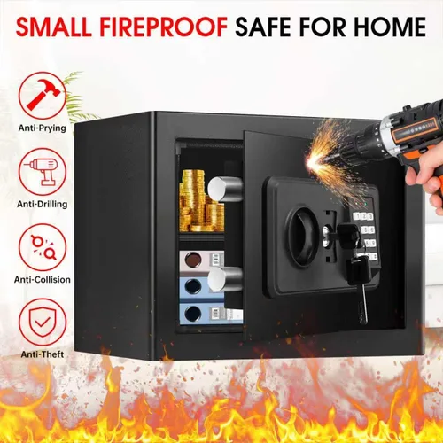 Miniatura 2 de 1.2 pies cúbicos - Cajas fuertes pequeñas para el hogar a prueba de agua y fuego, cajas fuertes a prueba de fuego para uso doméstico, caja