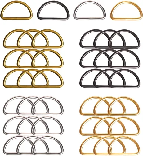 Miniatura 30 de 20 piezas de anillos en D de 1" (25mm) soldados de metal fuerte bronce semi-circular para collares de mascotas, hardware, bolsas, anillo de hebilla