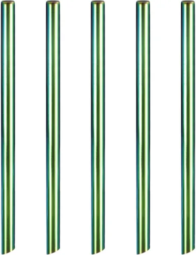 Miniatura 11 de uxcell 5 popotes de metal reutilizables, 8.5 pulgadas, con extremo biselado de acero inoxidable para beber batido, té de burbujas, bebidas