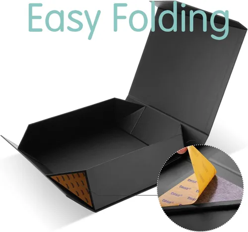Miniatura 5 de Caja negra extragrande para padrino de boda con tapa, 16.3 x 14.2 x 5 pulgadas, magnética para ropa y regalos grandes (negro mate)
