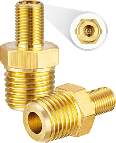 Miniatura 8 de EVOULTES Adaptador de inflador de aire de latón, 1/4 pulgadas NPT (M) a válvula Schrader estándar (M), conector de inflado de neumáticos