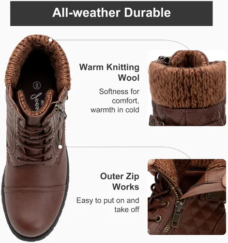 Miniatura 4 de Vepose Women's Combat Ankle Boots Lace up Comfortable Short Booties Low Heel