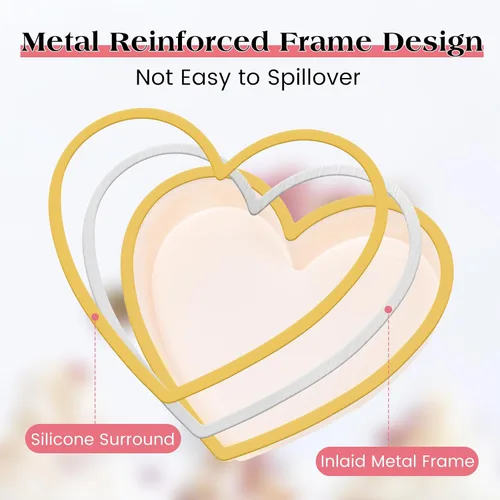 Miniatura 2 de FUNBAKY Moldes de silicona con marco reforzado de metal en forma de corazón, 10 pulgadas, moldes antiadherentes para moldes para pasteles