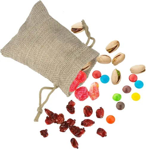 Miniatura 3 de Lote de 30 bolsas de arpillera con cordón de regalo, bolsas de joyería para bodas y manualidades, 2.5 x 3.25 pulgadas