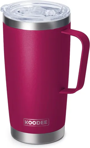 Miniatura 47 de Koodee - Vaso delgado de acero inoxidable de 20 onzas (4 unidades) aislado con doble pared, vaso de agua con 4 tapas, 4 popotes y 2 cepillos