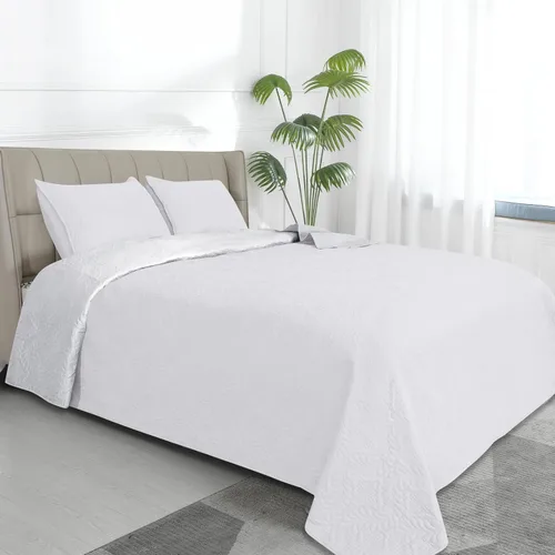 Miniatura 27 de Easy-Going - Juego de colcha reversible tamaño king con 1 colcha y 2 fundas de almohada, colcha de cama suave, edredón de microfibra liviano Gris