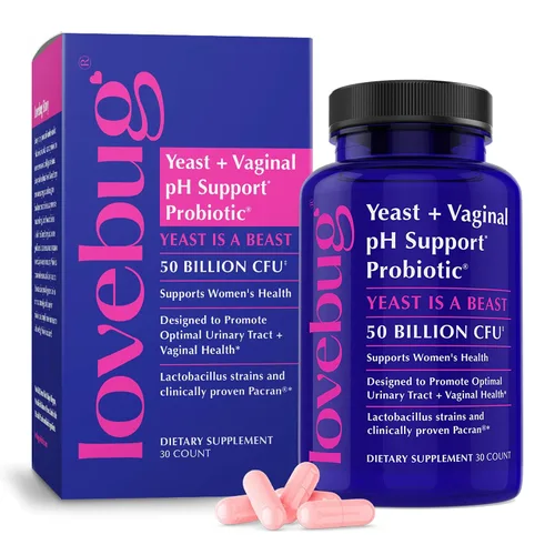 LOVEBUG Probióticos para mujeres con Pancran® - Probiótico multi-cepa que apoya el equilibrio de IVU, BV, olor y pH - Probióticos vaginales para la