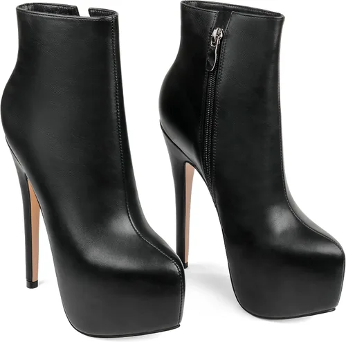 Miniatura 7 de JOY IN LOVE Botines de plataforma para mujer, zapatos de tacón alto con cremallera, botines cortos