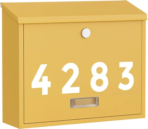 Miniatura 6 de LAND·VOI Buzón con cerradura montado en la pared, buzón de metal con tres juegos de calcomanías de números de buzón de correo, 4 llaves, 14.4" x