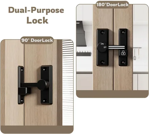 Miniatura 2 de Cerradura luminosa con cierre abatible para seguridad del hogar, flexibilidad de doble propósito, apertura izquierda/derecha de 90/180 grados
